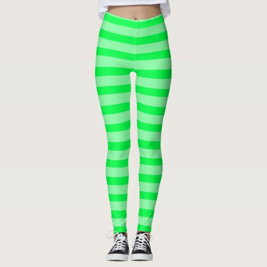 Key Limoen Pie Neon Groen Zwart Licht Rave Strepen Leggings (Voorkant)