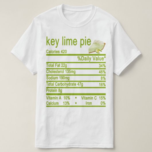 key limoen pie Nutrition Facts label T-shirt (Design voorkant)