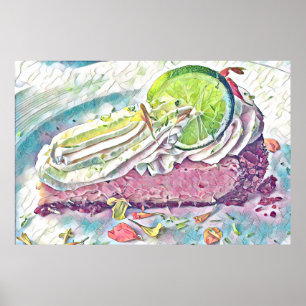 Key Limoen Pie Waterverf van Key West, Florida Poster