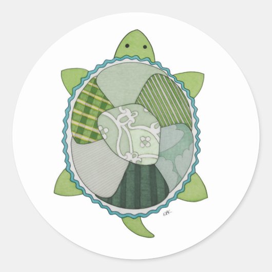 Key Limoen Turtle Classic Round Sticker (Voorkant)