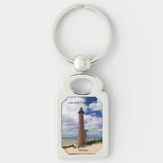 Key Little Sable Point Lighthouse metal-sleutelket Sleutelhanger (Voorkant)