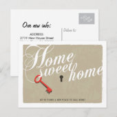 Key Lock New Address Announcement Briefkaart (Voorkant / Achterkant)