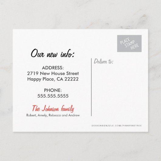 Key Lock New Address Announcement Briefkaart (Achterkant)