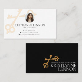 Key Logo Modern Real Estate or Rental Agent Busine Visitekaartje