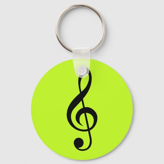 Key Ring Music Clef Bright Limoen Sleutelhanger (Voorkant)