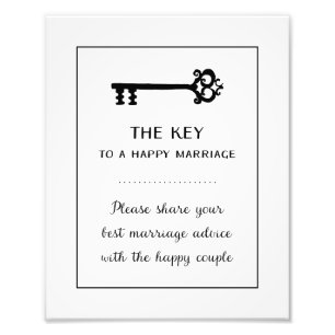 Key to Happy Marriage Weduwschap Sign Foto afdrukk Foto Afdruk