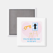 Key to My Art Fun Cartoon Flirt Gezegde Magneet (Voorkant / Achterkant)