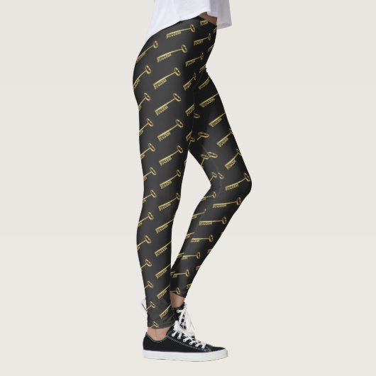 Key to Success Funny Motivatie Black Gold Leggings (Rechts)