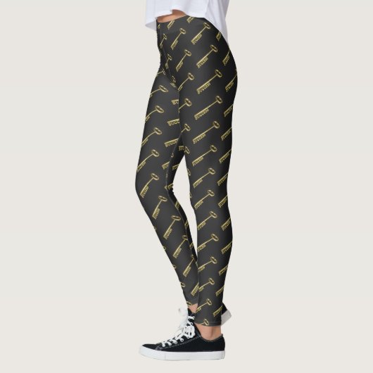 Key to Success Funny Motivatie Black Gold Leggings (Links)