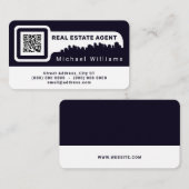 Key vorm lijst city skyline navy visitekaartje (Voorkant / Achterkant)