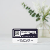 Key vorm lijst city skyline navy visitekaartje (Staand voorkant)