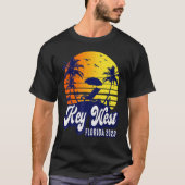 Key West 2023 Florida Sunset Beach Retro T-shirt (Voorkant)