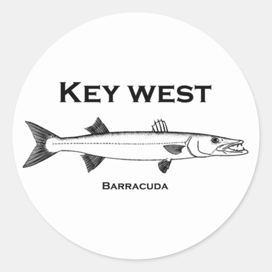 Key West Barracuda Ronde Sticker (Voorkant)