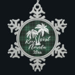 Key West Beach Florida Palm Green Pset Tin Sneeuwvlok Ornament<br><div class="desc">Key West Beach Florida Palm Tree Green Pset met kerstversiering</div>