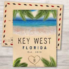 Key West Beach Florida Zand Tropische palmbladeren Briefkaart