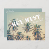 Key West Beach Palm Tree Bewaar de data Briefkaart (Voorkant / Achterkant)