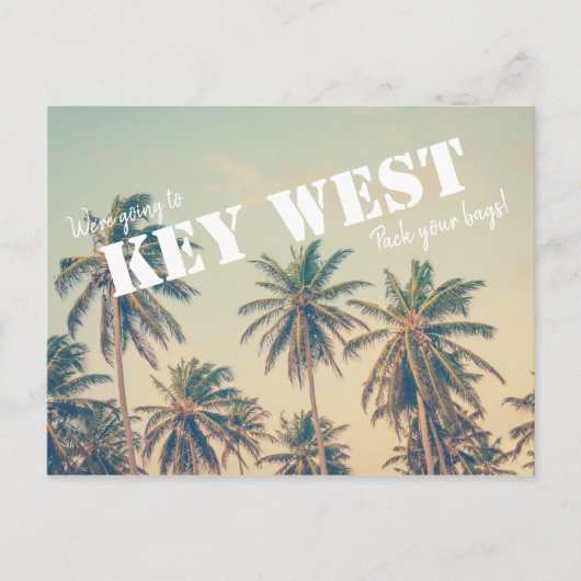 Key West Beach Palm Tree Bewaar de data Briefkaart (Voorkant)
