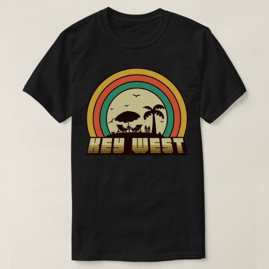 Key West Beach retro zonsondergang stijl T-shirt (Design voorkant)