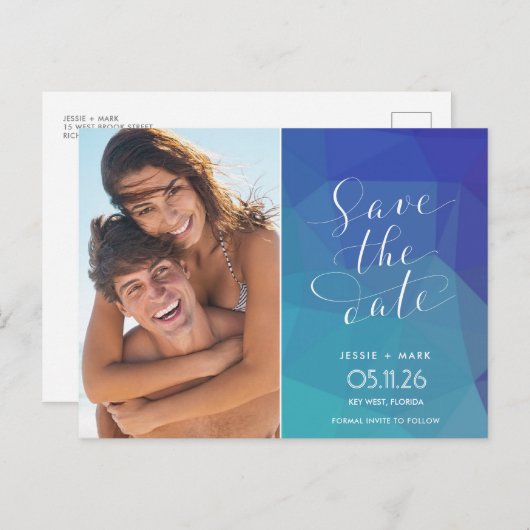 Key West Beach Weddenschap Foto opslaan Datum Aankondigingskaart (Voorkant / Achterkant)