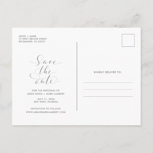 Key West Beach Weddenschap Foto opslaan Datum Aankondigingskaart (Achterkant)