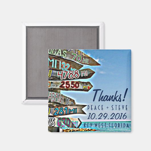 Key West Bestemming Trouwgunst Bedankt Magneten (Voorkant / Achterkant)