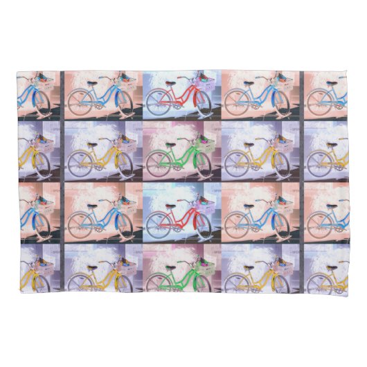 Key West Bicycle Pattern Kussensloop (Voorkant-Links)
