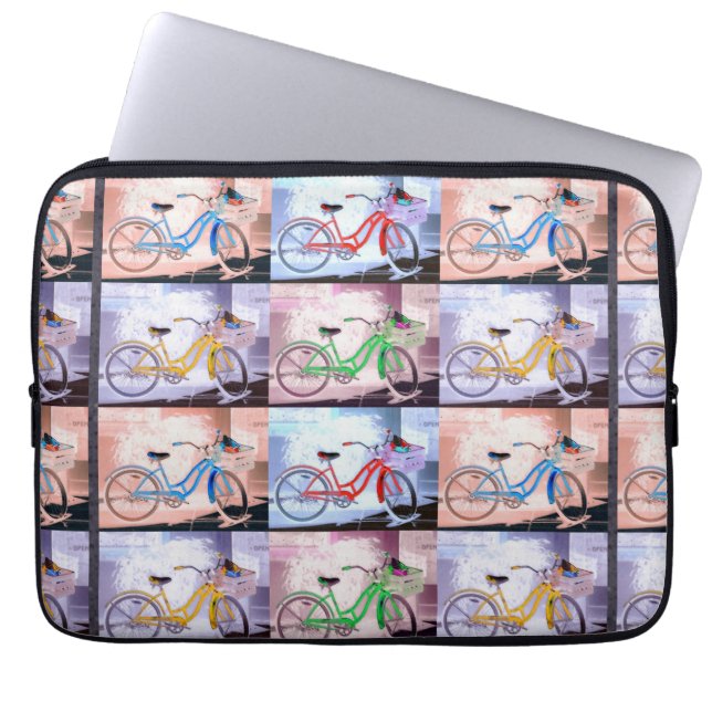 Key West Bicycle Pattern Laptop Sleeve (Voorkant)