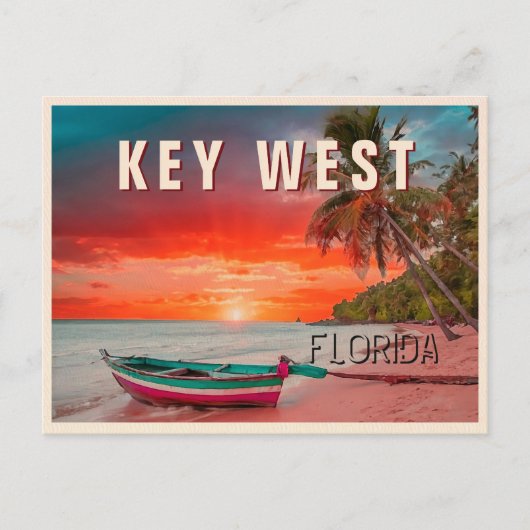 Key West Briefkaart Florida Palm Tree Beach (Voorkant)