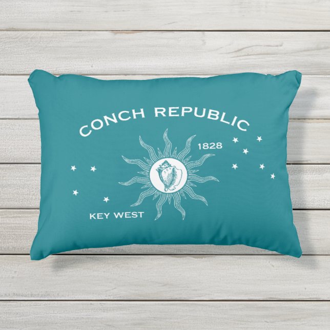 Key West Conch Republic Flag White Buitenkussen (Voorkant)