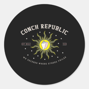 Key West Conch Republic Florida Duikvisserij Cadea Ronde Sticker