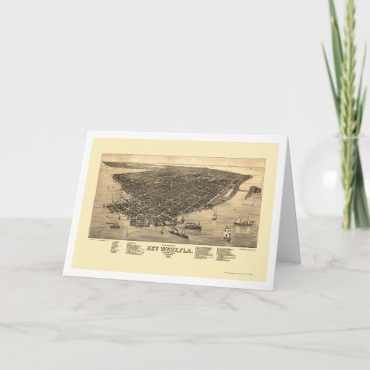 Key West, de Panoramische Kaart van FL - 1884 (Voorkant)