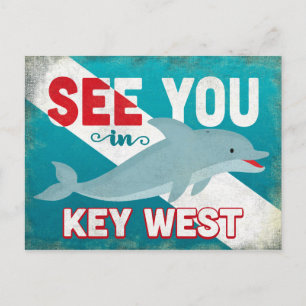 Key West Dolphin - Retro Vintage Travel Briefkaart