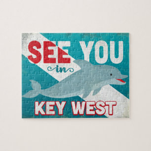 Key West Dolphin - Retro Vintage Travel Legpuzzel