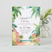 Key West FL Aquarel Bruiloft Kaart (Staand voorkant)