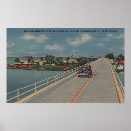 Key West, FL - Highway between Mainland & Keys Poster (Voorkant)
