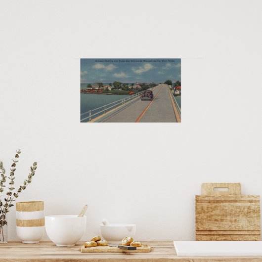 Key West, FL - Highway between Mainland & Keys Poster (Keuken)