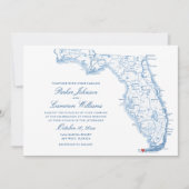 Key West FL Kaart Elegante Marine Blauwe bruiloft (Voorkant)