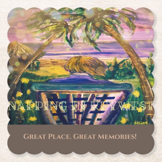Key West, FL Memory Tip of Travel Kartonnen Onderzetters (Voorkant)