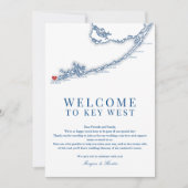 Key West FL Navy Blue Wedding Welkomstroute Bedankkaart (Voorkant)