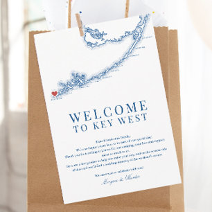 Key West FL Navy Blue Wedding Welkomstroute Bedankkaart