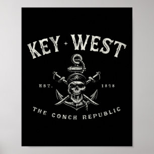 Key West Fl Rebel Pirate Vaar Scuby Visserij Uitru Poster