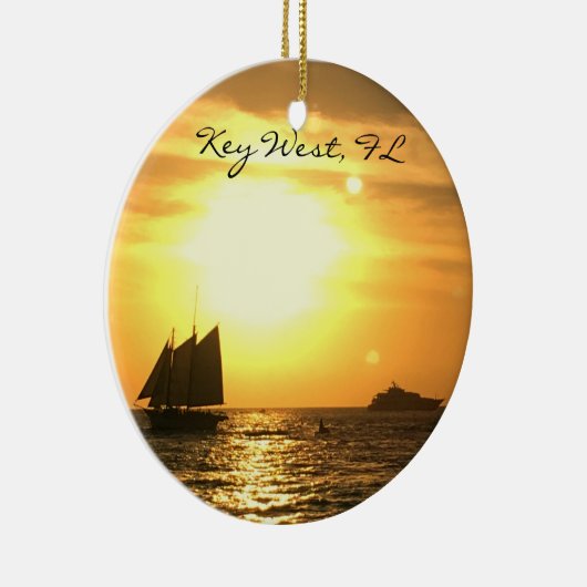 Key West, FL Sailboat Sunset Keramisch Ornament (Rechts)