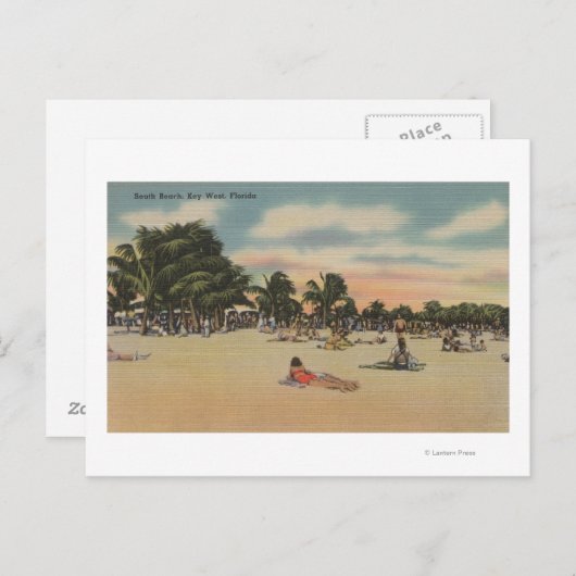 Key West, FL - Uitzicht van South Beath w/ Sunbath Briefkaart (Voorkant / Achterkant)