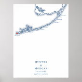 Key West FL Wedding Elegant Navy Guest Book Poster (Voorkant)