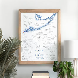 Key West FL Wedding Elegant Navy Guest Book Poster