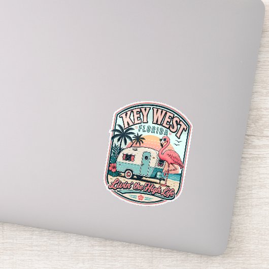 Key West Flamingo Kampeerder Florida Keys Sticker (Detail)
