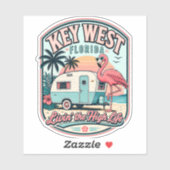 Key West Flamingo Kampeerder Florida Keys Sticker (Vel)
