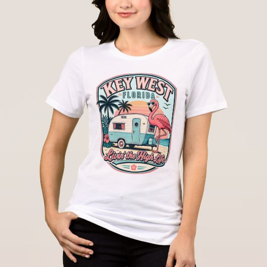 Key West Flamingo Kampeerwagen Florida Keys Tri-Blend Shirt (Voorkant)