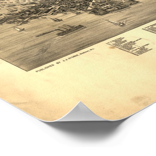 Key West Florida 1884 Panoramic Map Poster (Hoek)