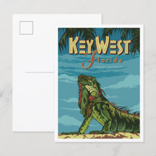 Key West Florida Art Vintage Travel Illustratie Briefkaart